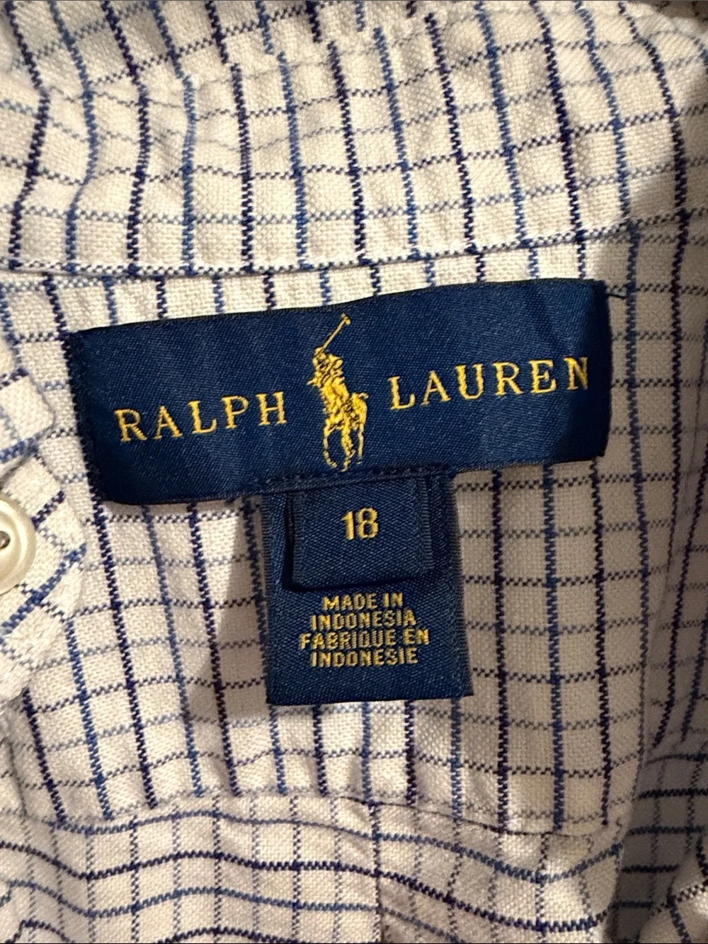 Polo by Ralph Lauren White Shirt with Navy Grid